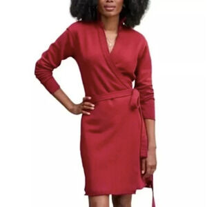 Frank & Eileen Willa Wrap Dress Small Triple Fleece Long Sleeve Cranberry Red